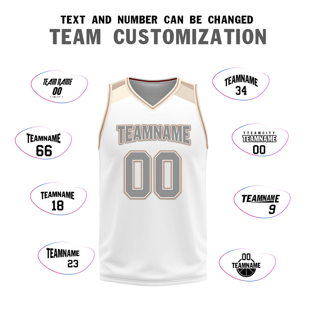 Custom White Gold Copper Chicago City Edition Personalized Reversible Basketball Set Sports Basketball Jersey BBJ01R-D0610-5