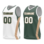 Custom White Green Classic Style Reversible Basketball Uniform Personalized COOLMAX BBJR-D017002