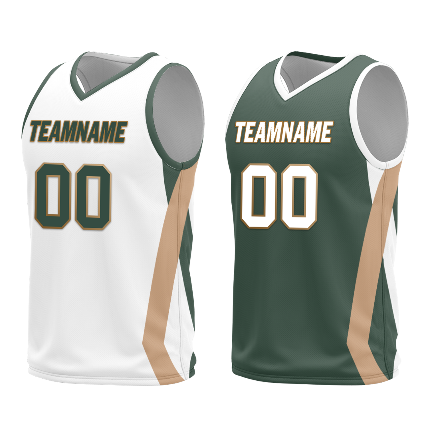 Custom White Green Classic Style Reversible Basketball Uniform Personalized COOLMAX BBJR-D017002