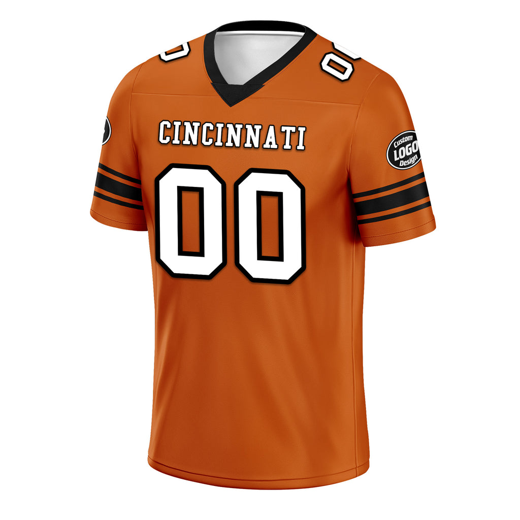 Custom Orange Black Cincinnati Personalized Authentic Football Jersey FBJ02-D020256-30