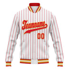 Custom White Red Stripe Fashion Jacket Bomber Full-Snap Varsity Letterman Personalized Jacket FZ005-D020219-16