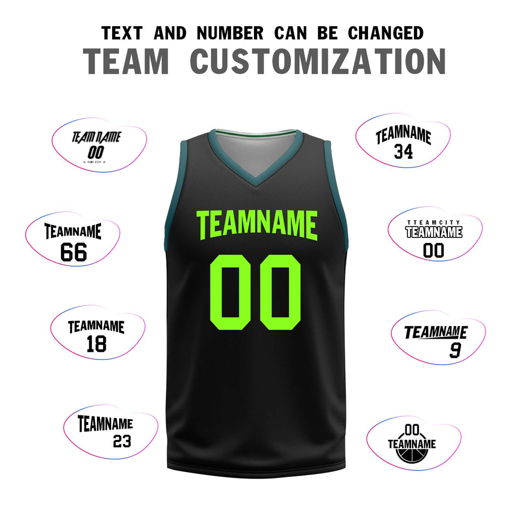 Custom Black Green Boston City Edition Personalized Reversible Basketball Set Sports Basketball Jersey BBJ01R-D0610-2