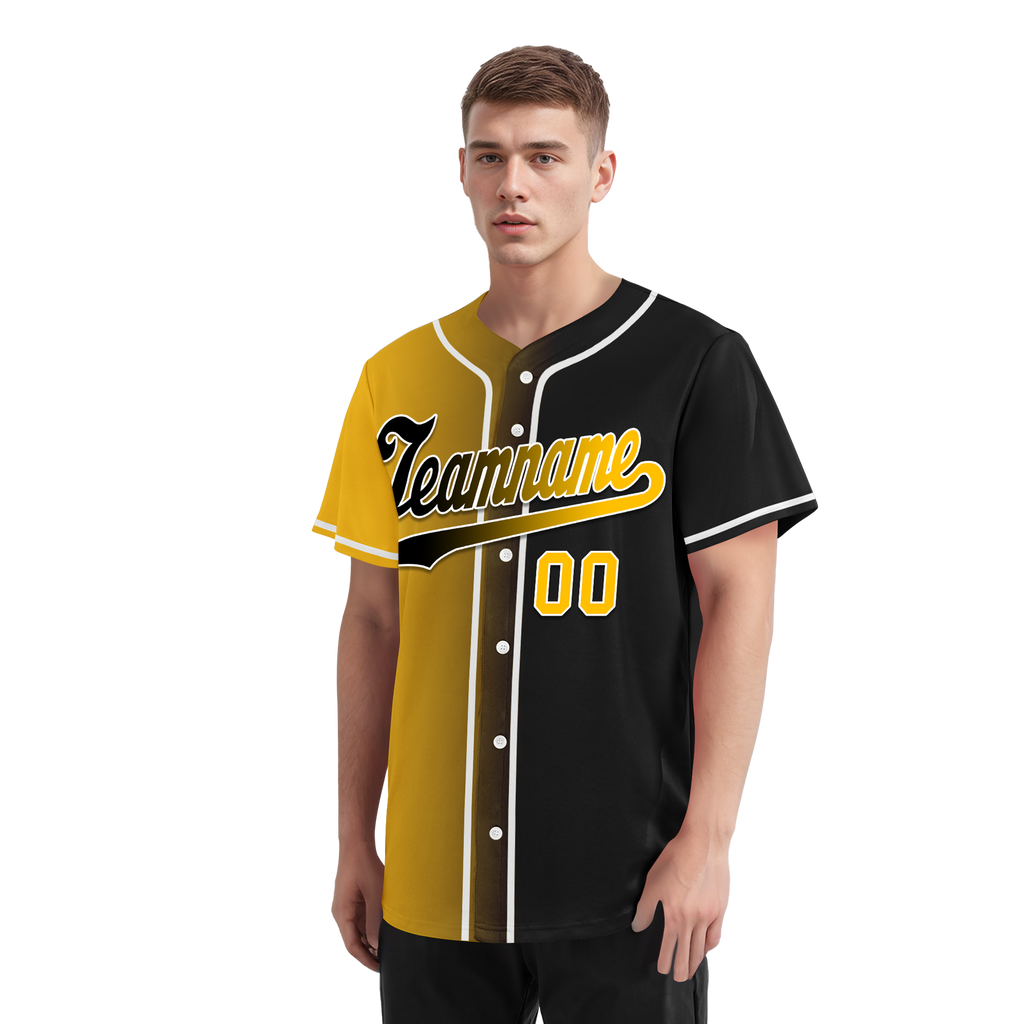 Custom Yellow Black Gradient Fashion Personalized Authentic Baseball Jersey BSBJ01-D0a7a00