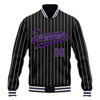 Custom Black White Stripe Fashion Jacket Bomber Full-Snap Varsity Letterman Personalized Jacket FZ005-D020219-9