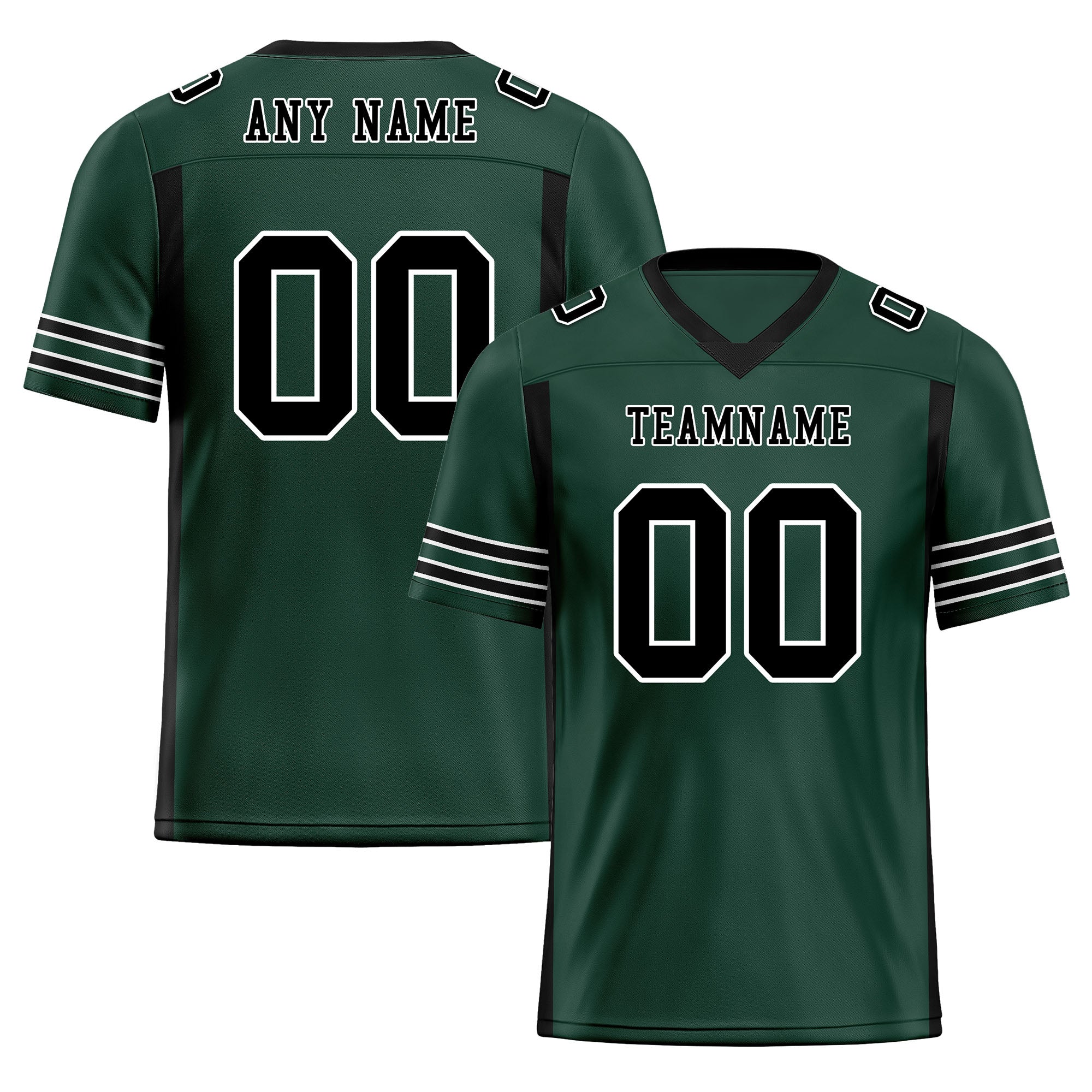 Custom Dark Geen Black Striped Sleeves Personalized Authentic Football Jersey FBJ02-D06065