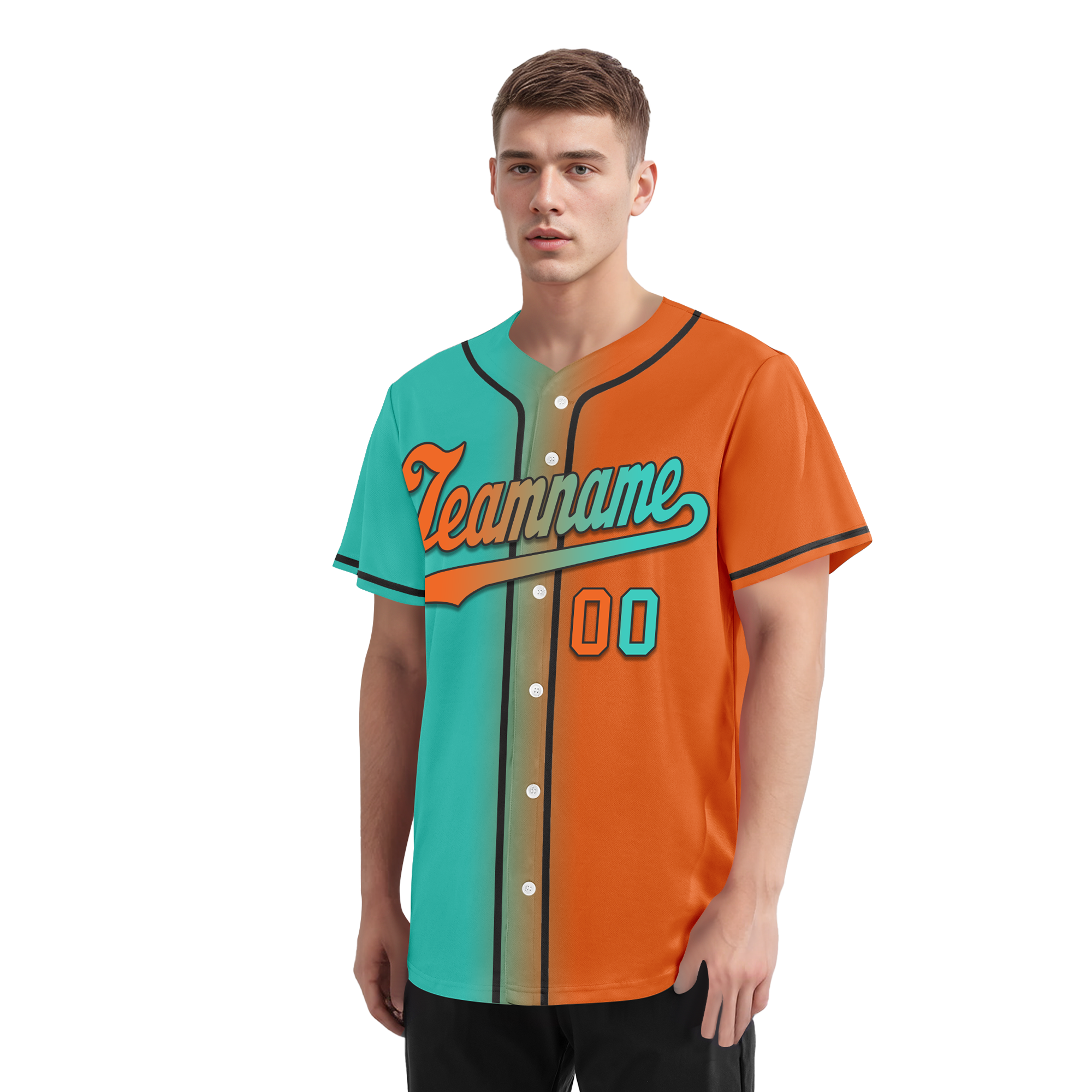 Custom Cyan Orange Gradient Fashion Personalized Authentic Baseball Jersey BSBJ01-D0a7087