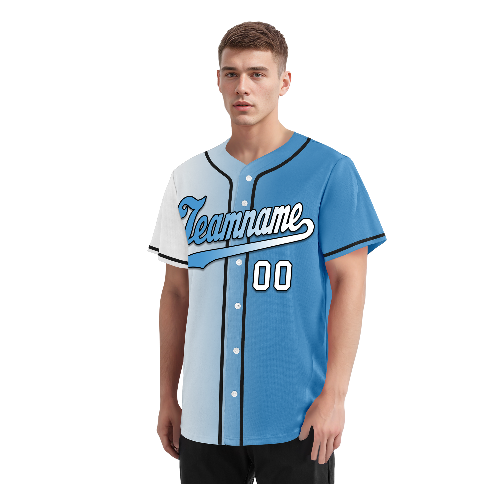 Custom White Blue Gradient Fashion Personalized Authentic Baseball Jersey BSBJ01-D0a7aaa