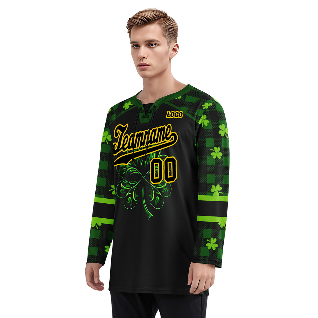 Custom Four-leaf clover Personalized Hockey Jersey HCKJ01-E0615-8