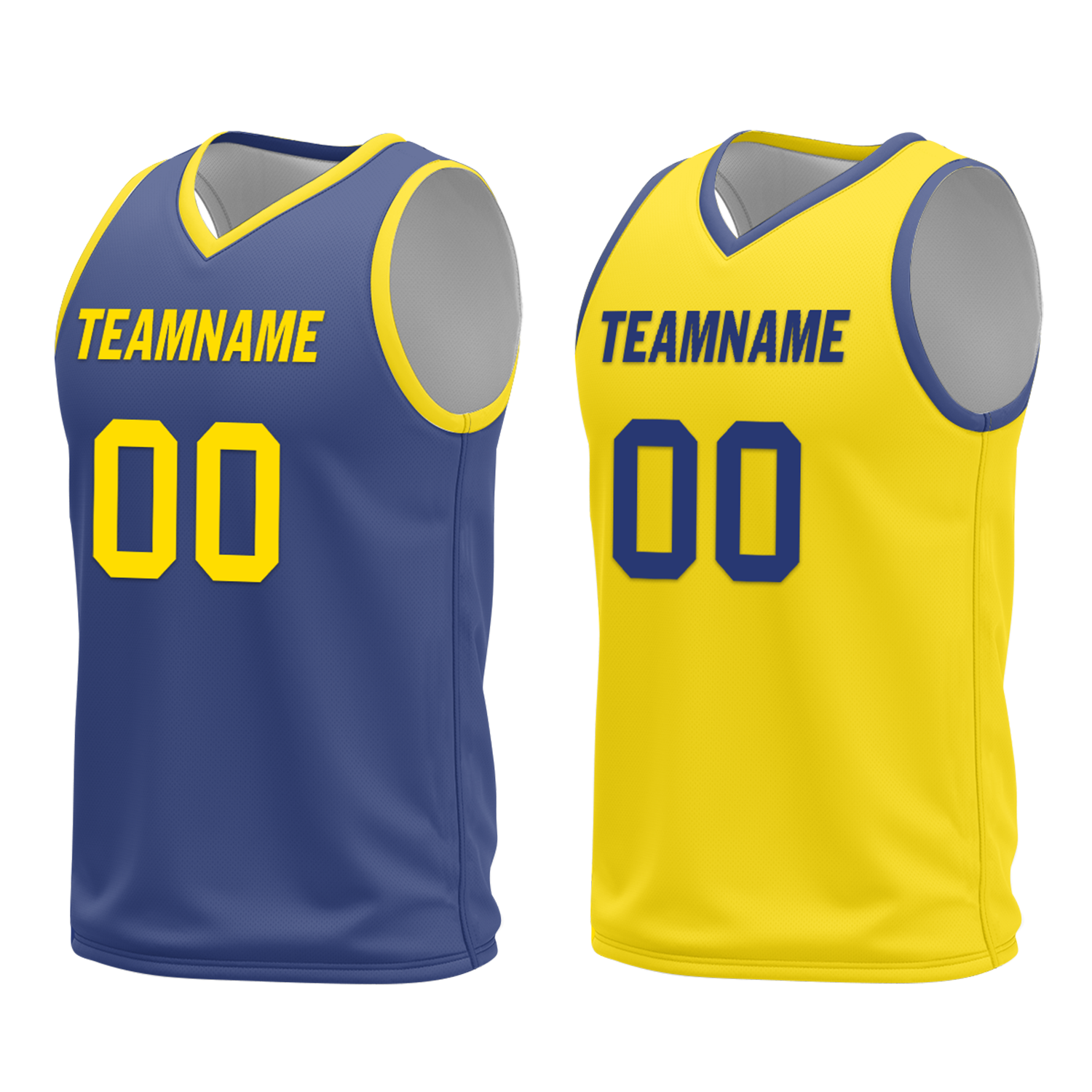 Custom Blue Yellow Classic Style Reversible Basketball Uniform Personalized Ordinary BBJR-D017003