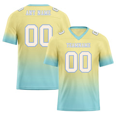 Custom Cream Turquoise Fade Fashion Personalized Authentic Football Jersey FBJ02-D06106