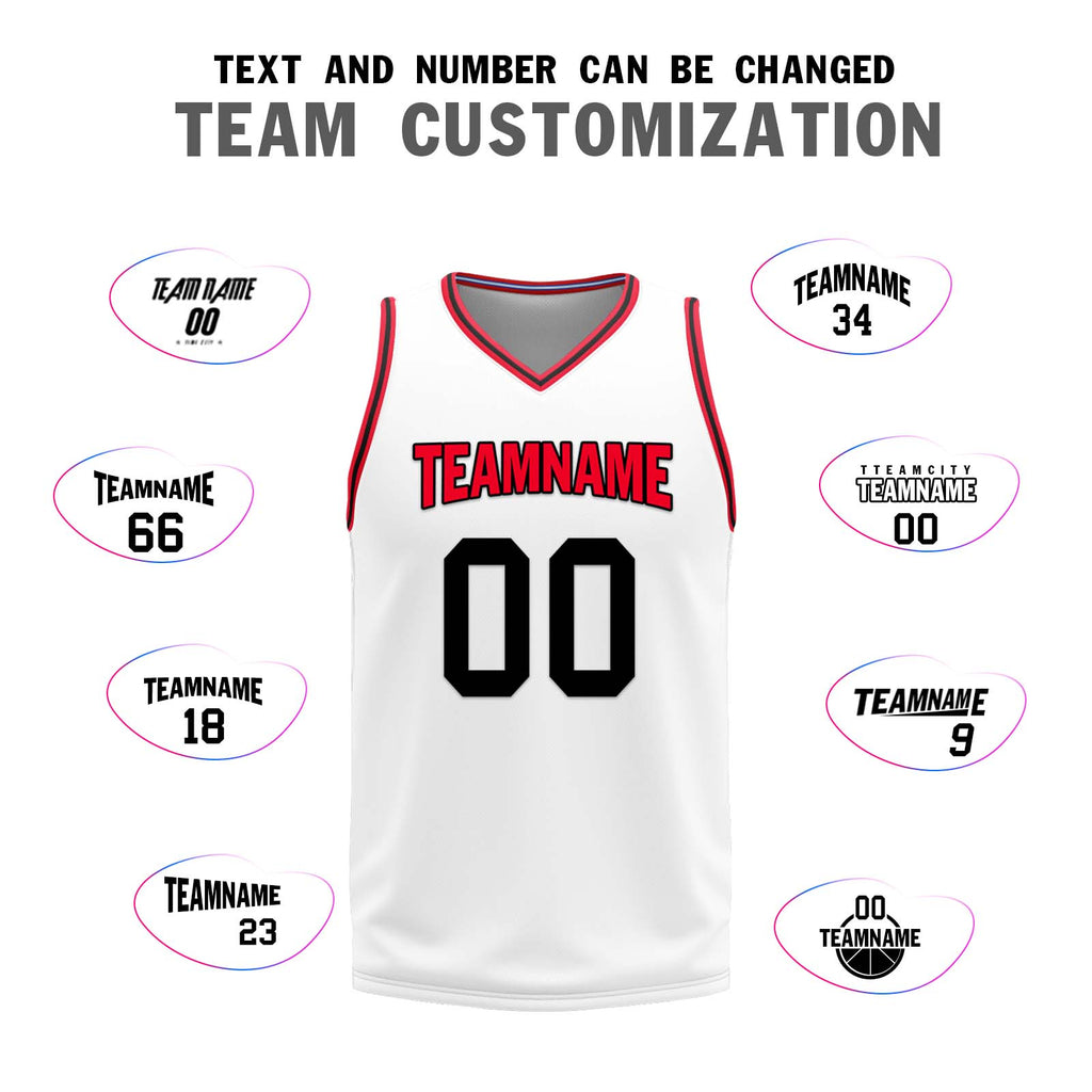 Custom Red White Black Houston City Edition Personalized Reversible Basketball Set Sports Basketball Jersey BBJ01R-D0610-11