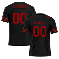 Custom Black Red Striped Sleeves Personalized Authentic Football Jersey FBJ02-D06041