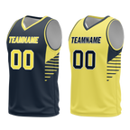 Custom Blue Yellow Classic Style Reversible Basketball Uniform Personalized COOLMAX BBJR-D017059