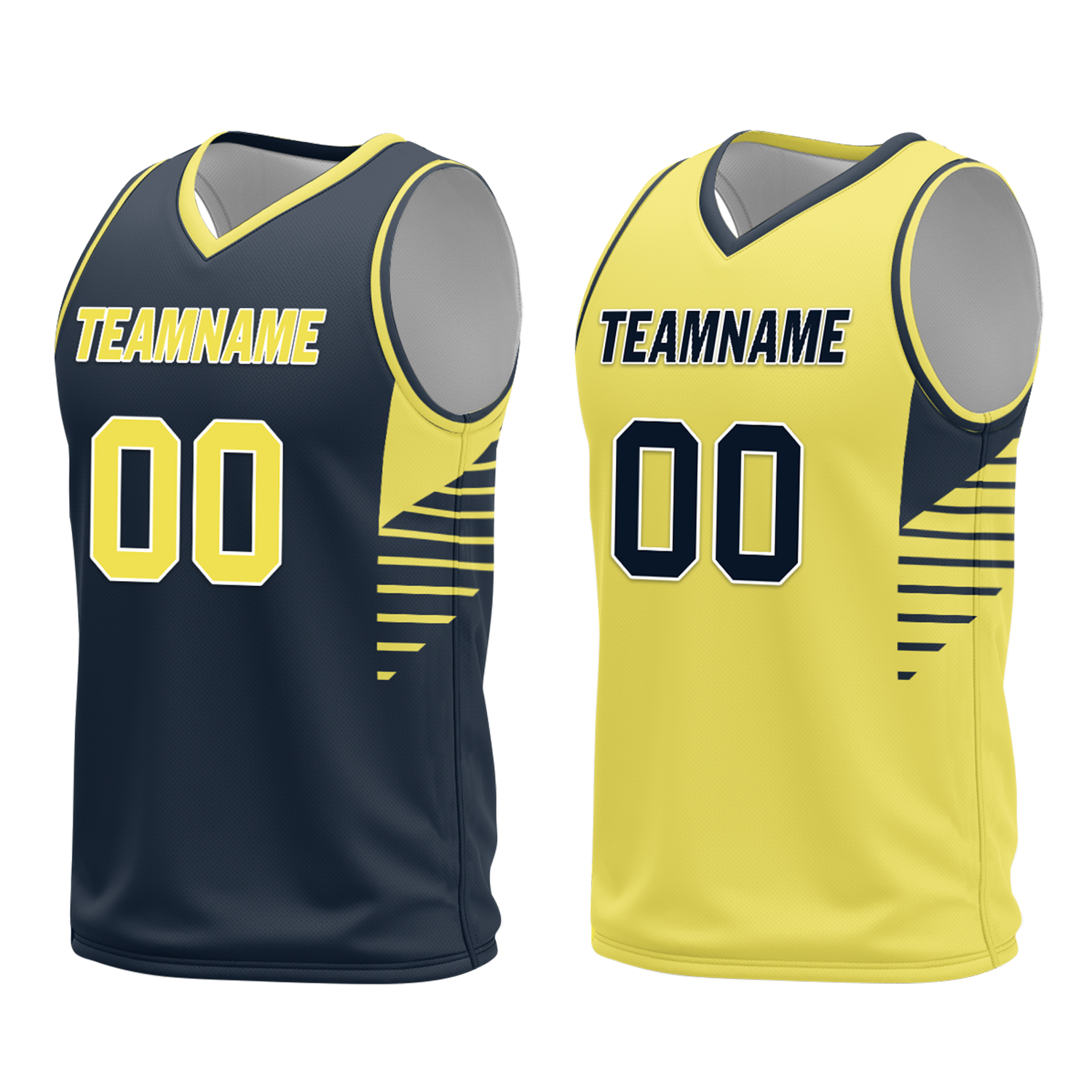 Custom Blue Yellow Classic Style Reversible Basketball Uniform Personalized COOLMAX BBJR-D017059