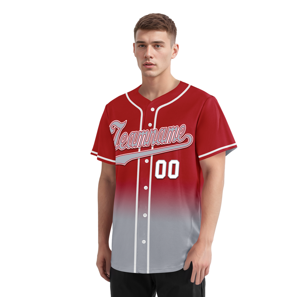 Custom Red Grey Fade Fashion Personalized Authentic Baseball Jersey BSBJ01-D0a70bb