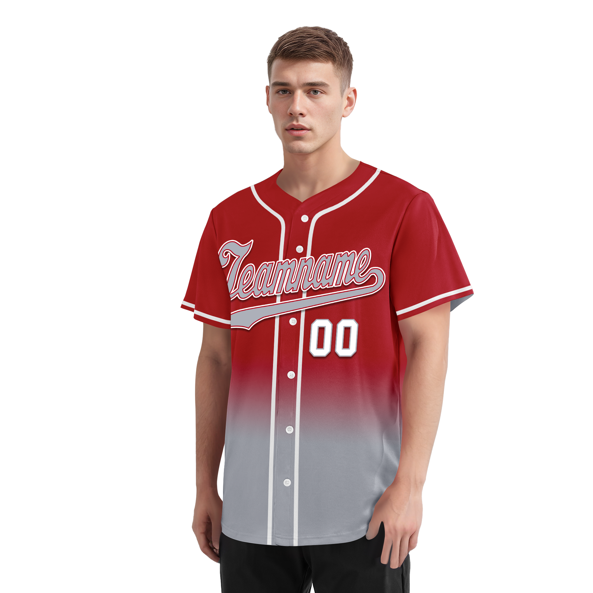 Custom Red Grey Fade Fashion Personalized Authentic Baseball Jersey BSBJ01-D0a70bb