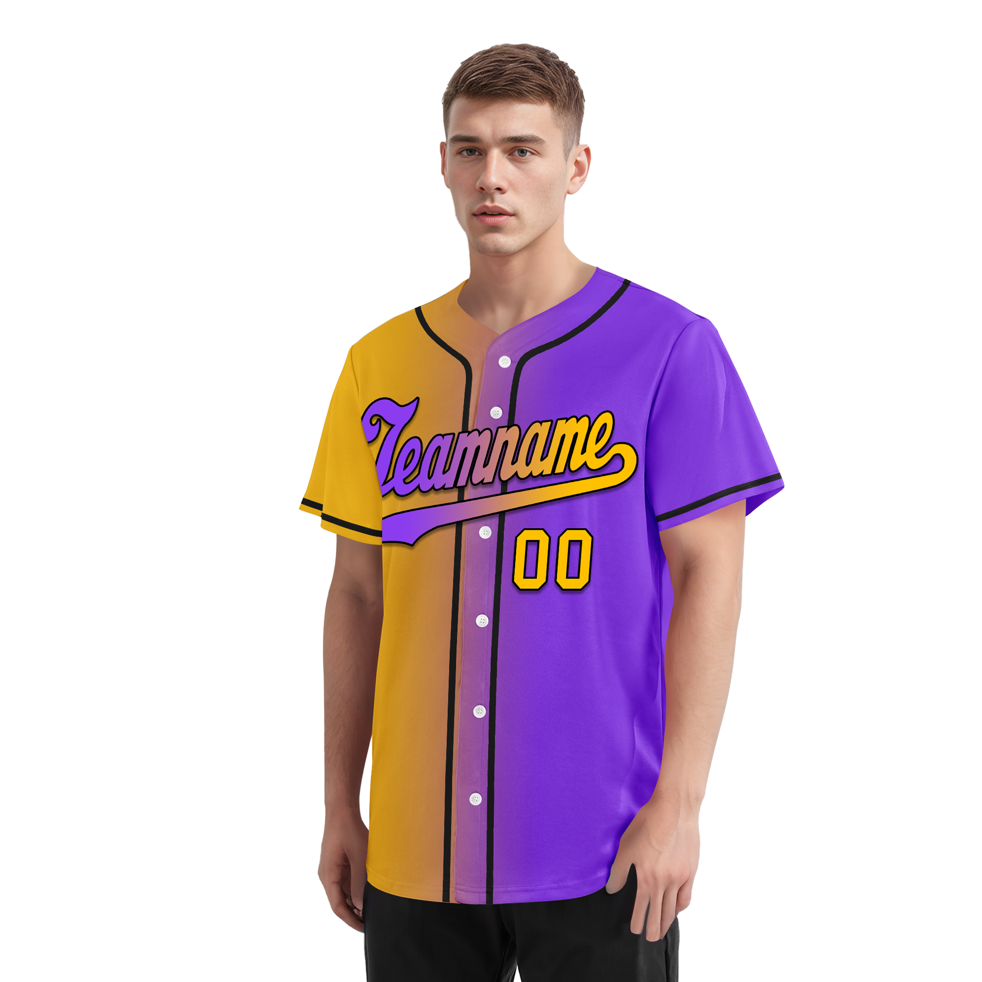 Custom Yellow Pink Gradient Fashion Personalized Authentic Baseball Jersey BSBJ01-D0a7a0a