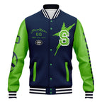 Custom Blue Green Seattle Jacket Bomber Full-Snap Varsity Letterman Personalized Jacket FZ005SX-D020290-27