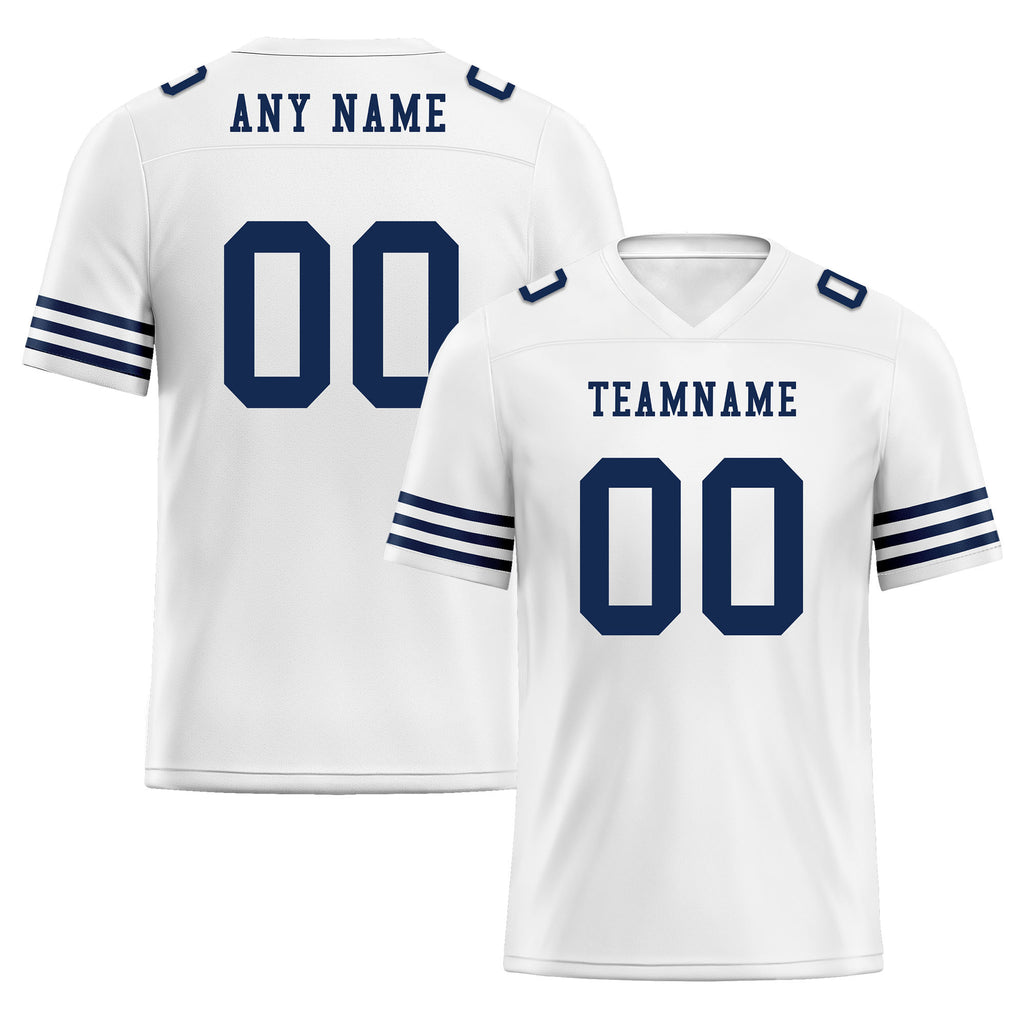 Custom Black Blue Striped Sleeves Personalized Authentic Football Jersey FBJ02-D06031