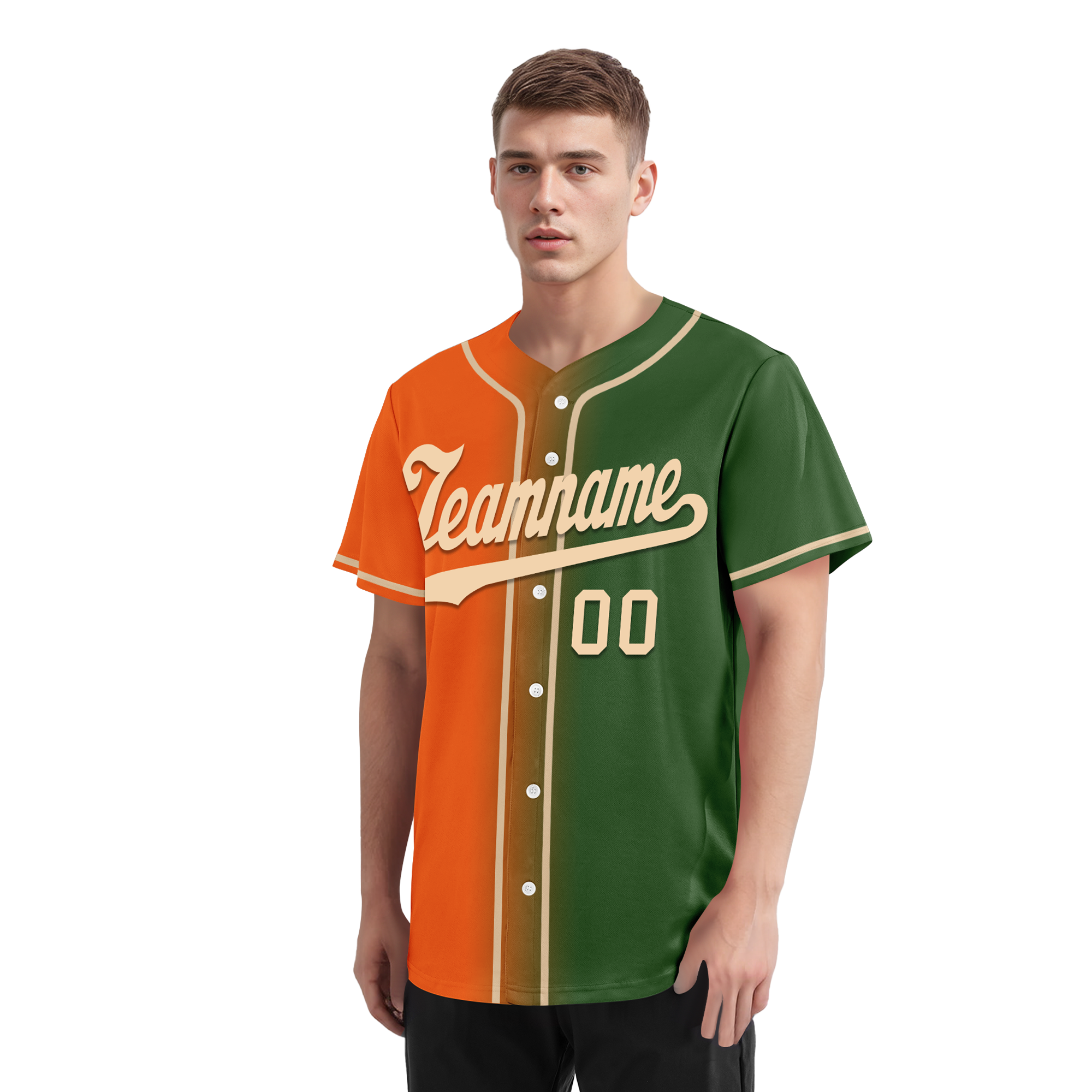 Custom Orange Green Gradient Fashion Personalized Authentic Baseball Jersey BSBJ01-D0a708d