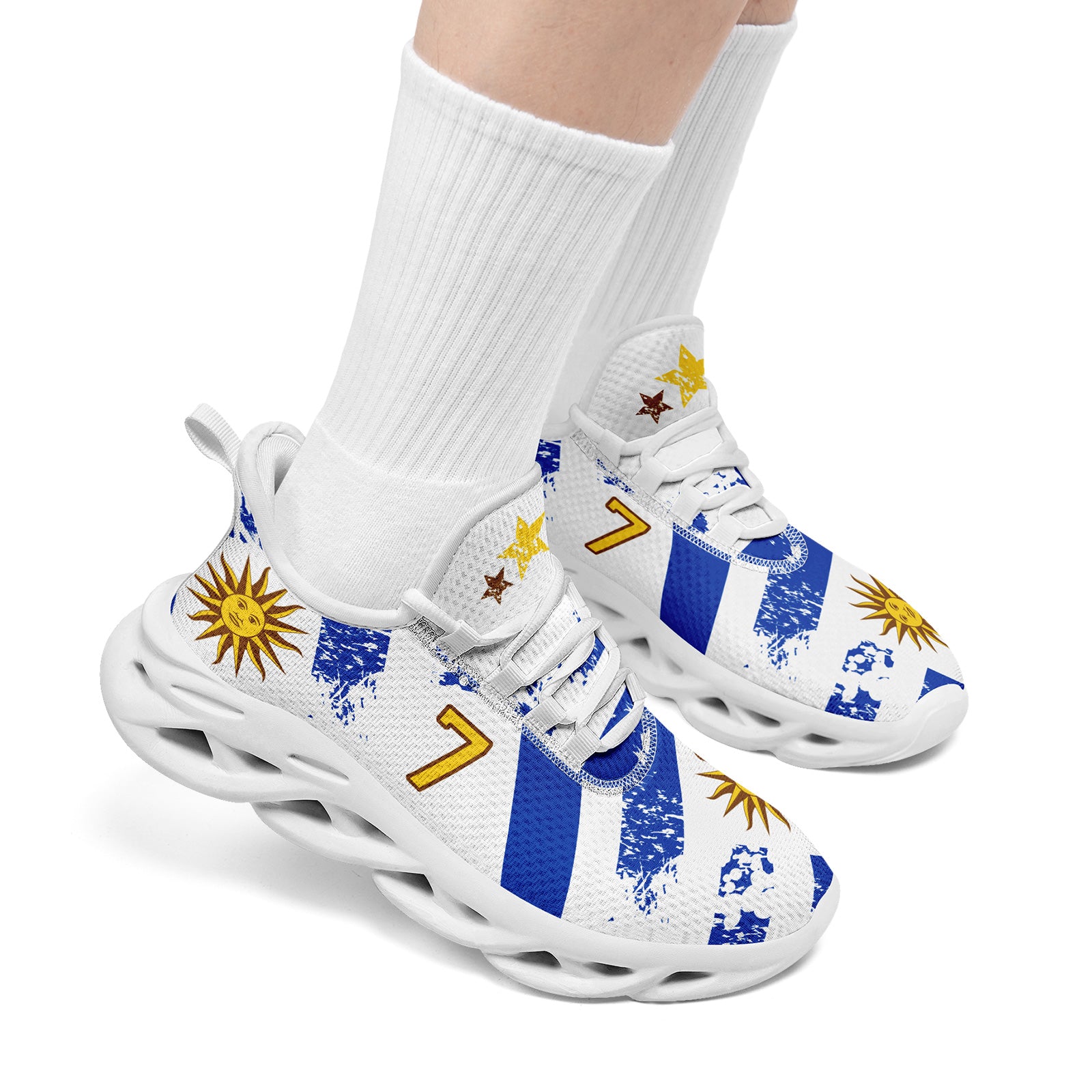 Custom Uruguay 2026 World Cup Sneakers DIY Country Flag Running Shoes Lightweight Sport Shoes Gift for Football Fans Personalized Team Name and Logo FN003-F009122-5