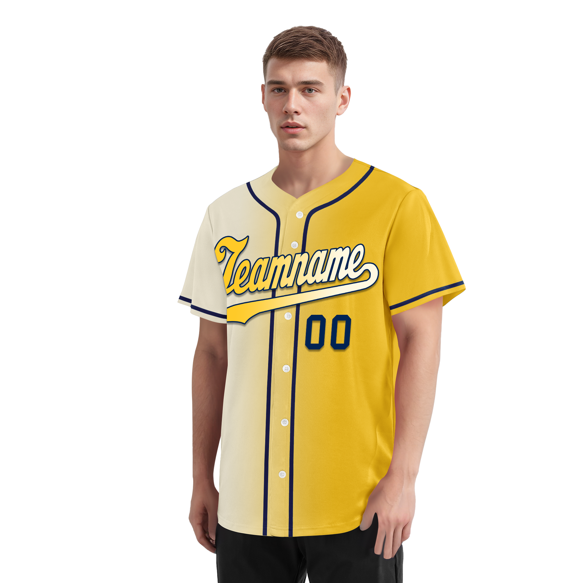 Custom White Yellow Gradient Fashion Personalized Authentic Baseball Jersey BSBJ01-D0a709f
