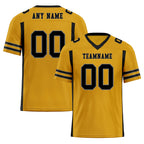 Custom Black Yellow Striped Sleeves Personalized Authentic Football Jersey FBJ02-D06063