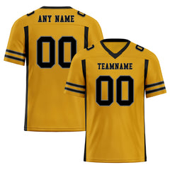 Custom Black Yellow Striped Sleeves Personalized Authentic Football Jersey FBJ02-D06063