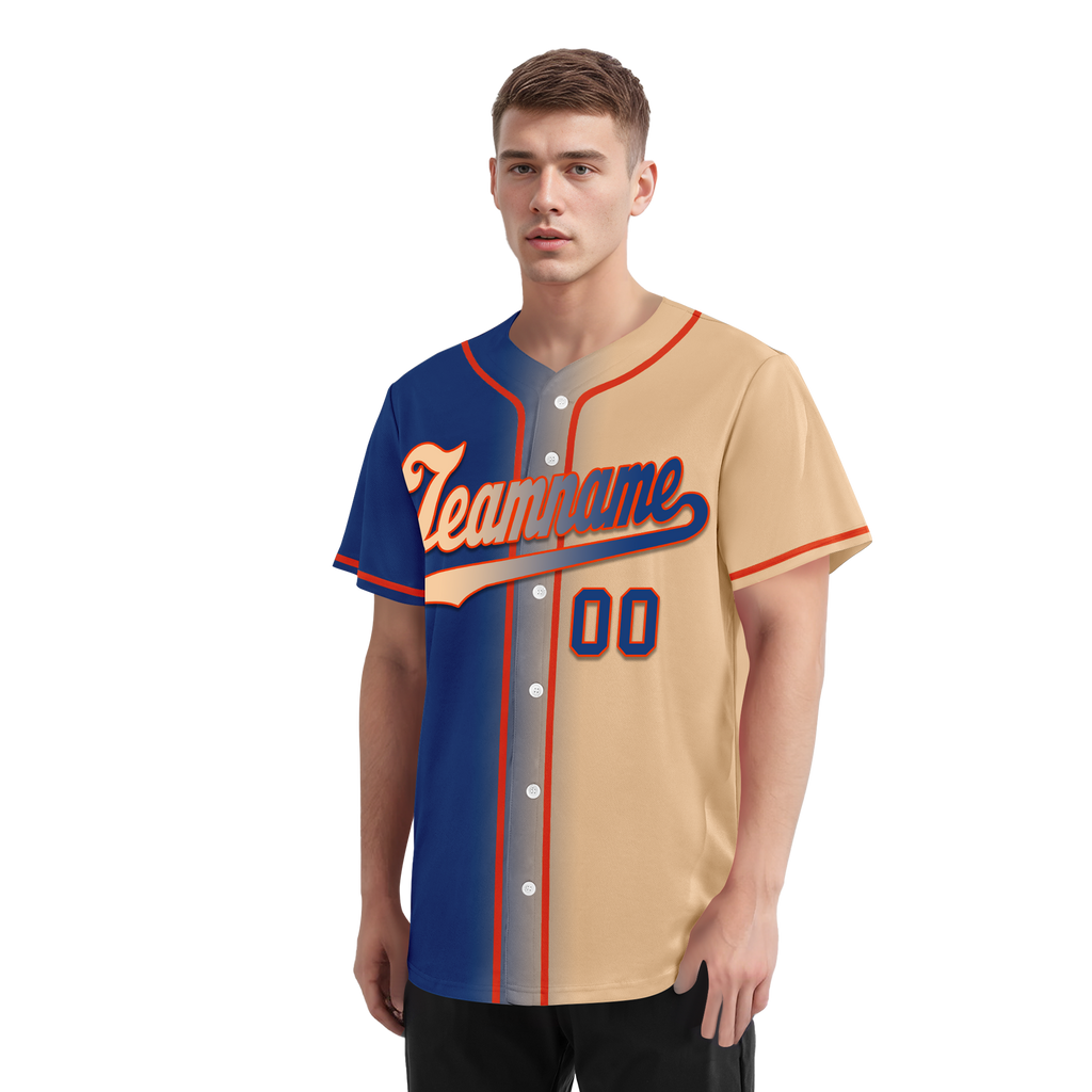 Custom Blue Beige Gradient Fashion Personalized Authentic Baseball Jersey BSBJ01-D0a7077