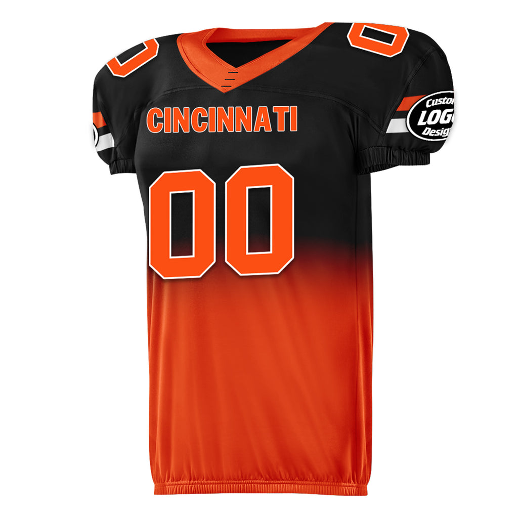 Custom Black Orange Fade Fashion Cincinnati High-Performance American Football Jersey FBJ06-D020252-6