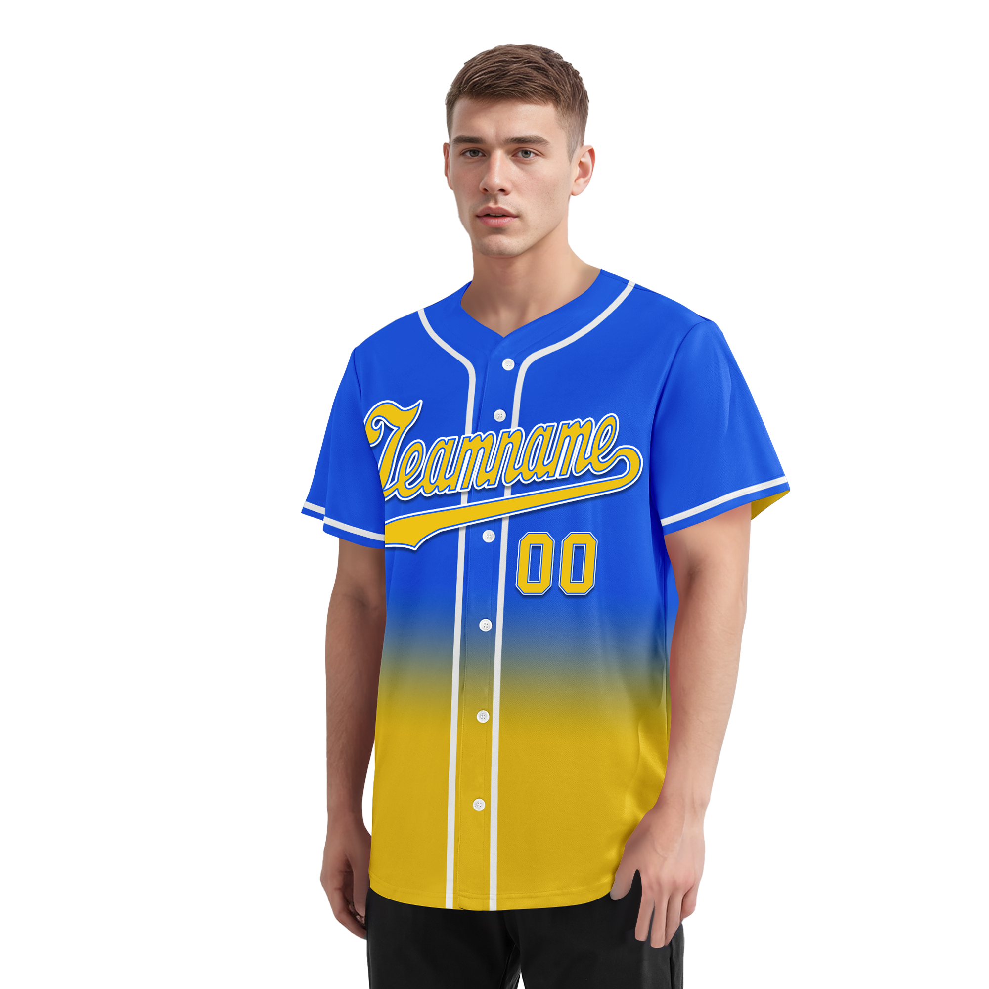 Custom Blue Yellow Fade Fashion Personalized Authentic Baseball Jersey BSBJ01-D0a70c0