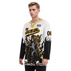 Custom White Black Gold Gothic Personalized Hockey Jersey HCKJ01-E0601-13