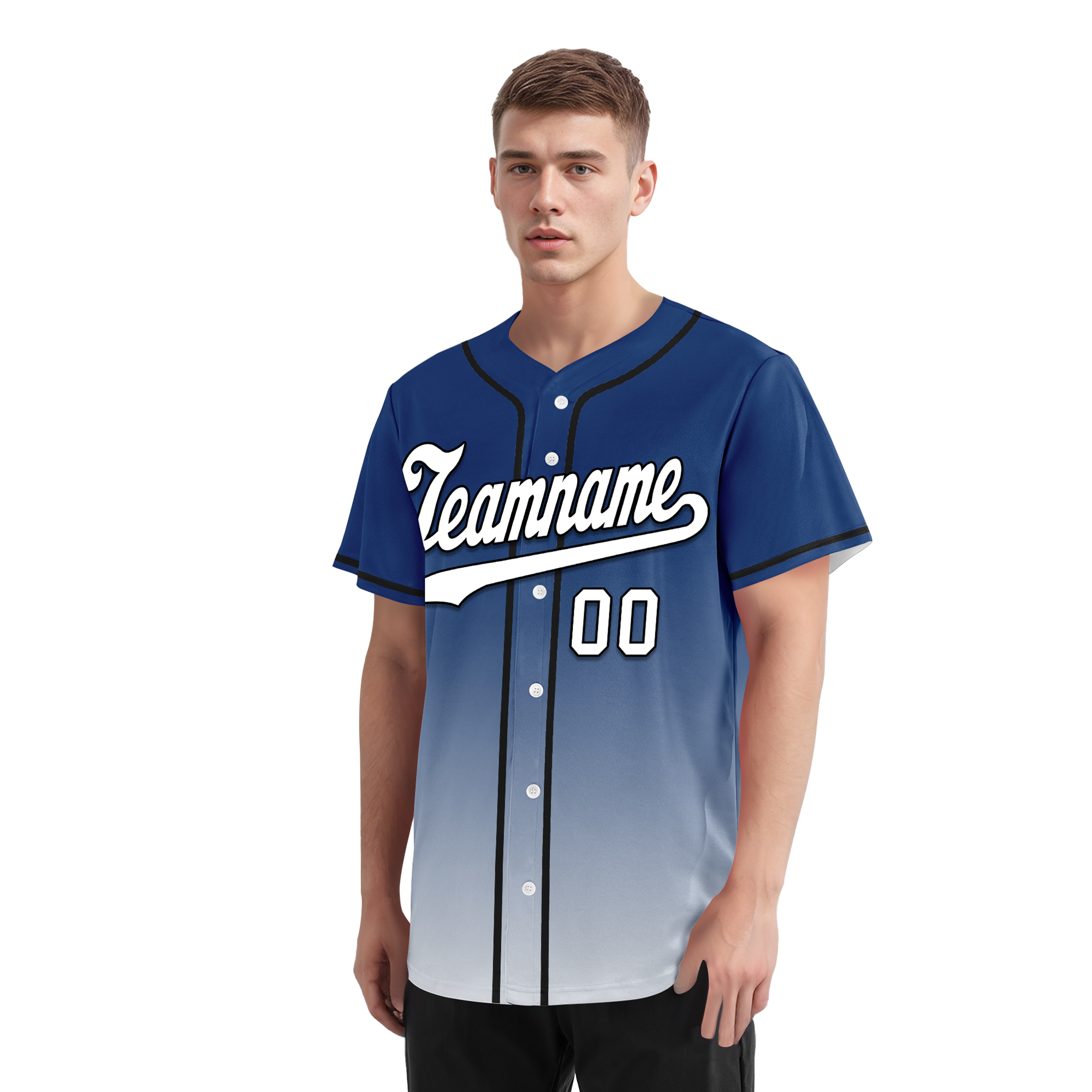 Custom Blue White Fade Fashion Personalized Authentic Baseball Jersey BSBJ01-D0a70db