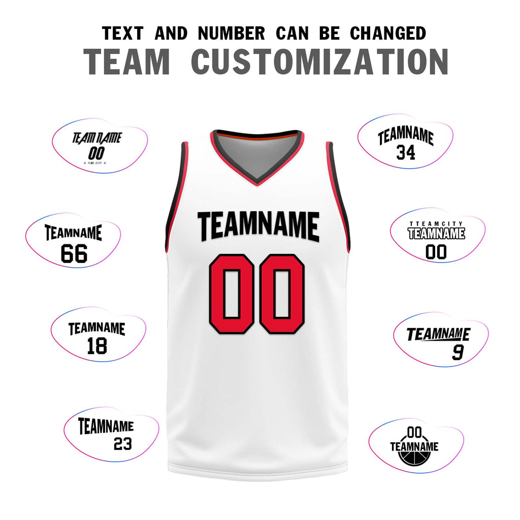 Custom White Red Black Detroit City Edition Personalized Reversible Basketball Set Sports Basketball Jersey BBJ01R-D0610-9