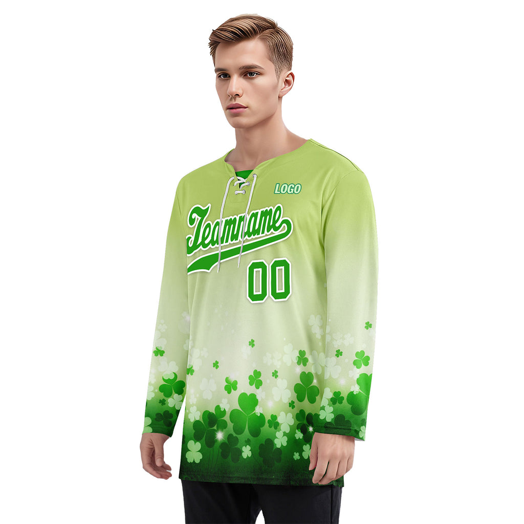 Custom Four-leaf clover Personalized Hockey Jersey HCKJ01-E0615-5