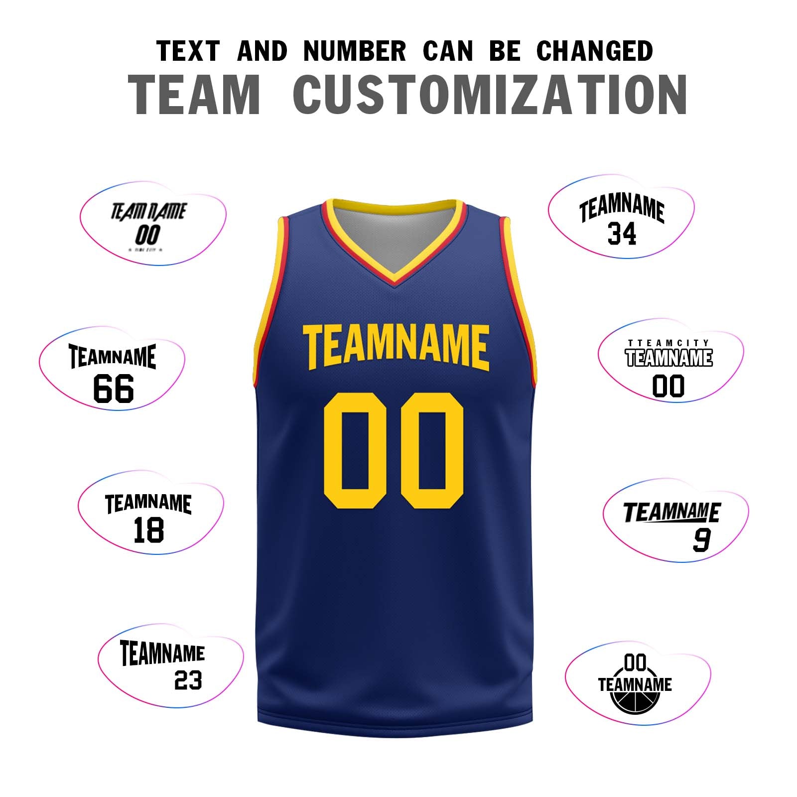 Custom Navy Blue Red Gold Golden State City Edition Personalized Reversible Basketball Set Sports Basketball Jersey BBJ01R-D0610-10