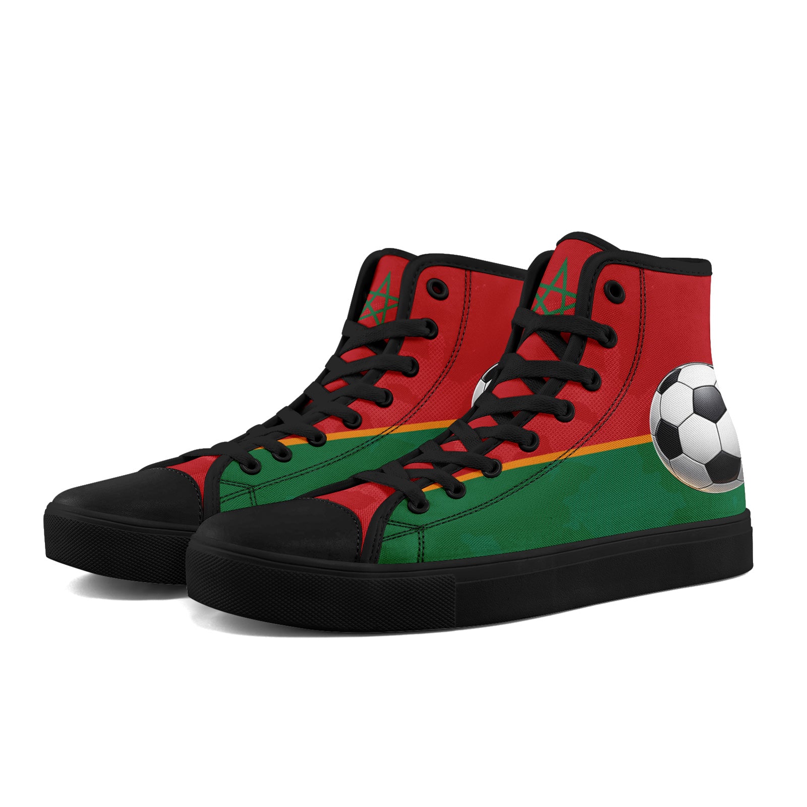 Custom Morocco 2026 World Cup Sneakers DIY Country Flag Running Shoes Lightweight Sport Shoes Gift for Football Fans Personalized Team Name and Logo FN024-F009090-3