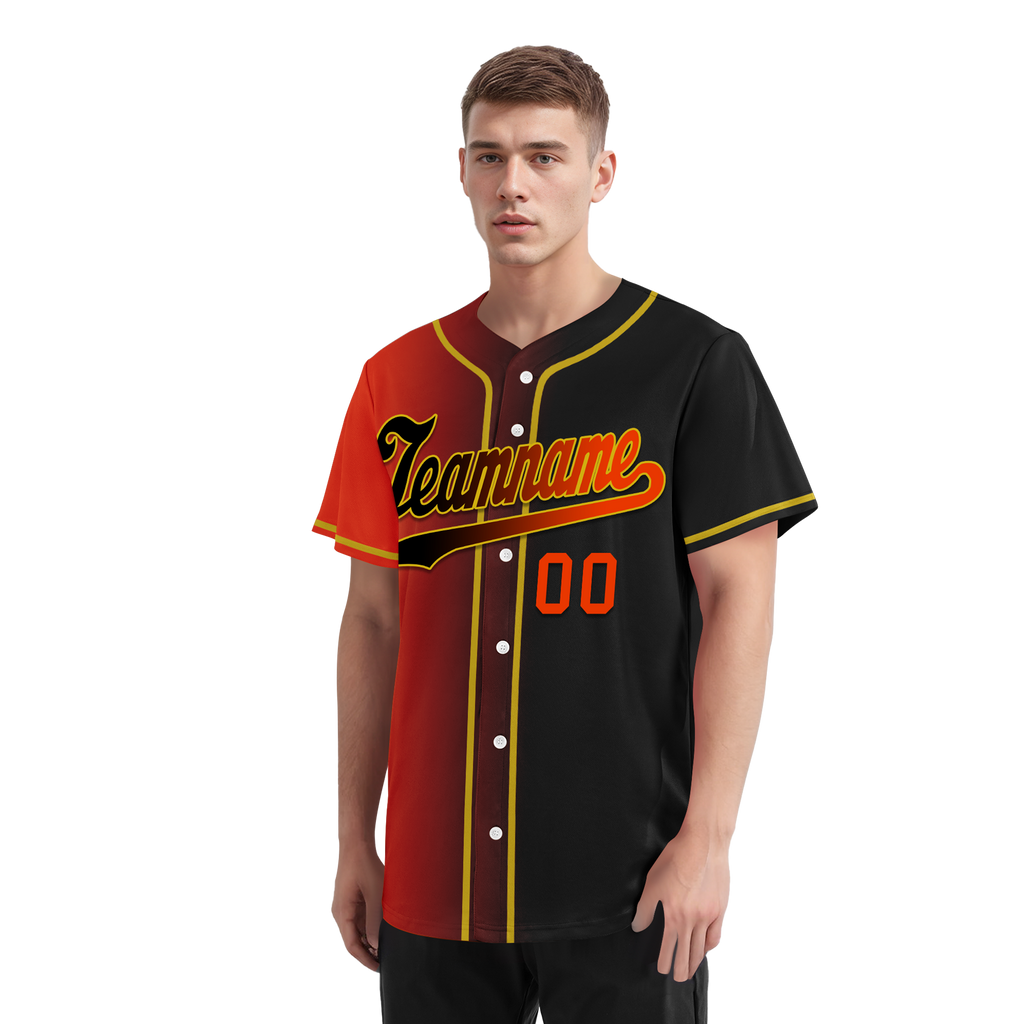 Custom Orange Black Gradient Fashion Personalized Authentic Baseball Jersey BSBJ01-D0a7aa8