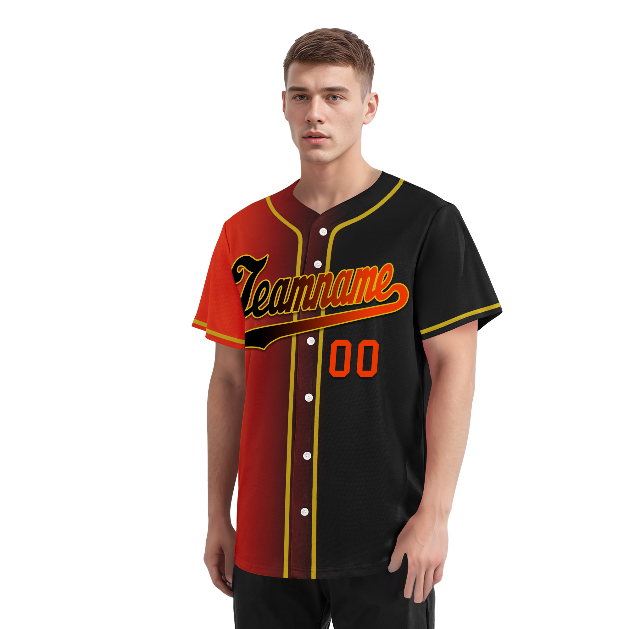 Custom Orange Black Gradient Fashion Personalized Authentic Baseball Jersey BSBJ01-D0a7aa8