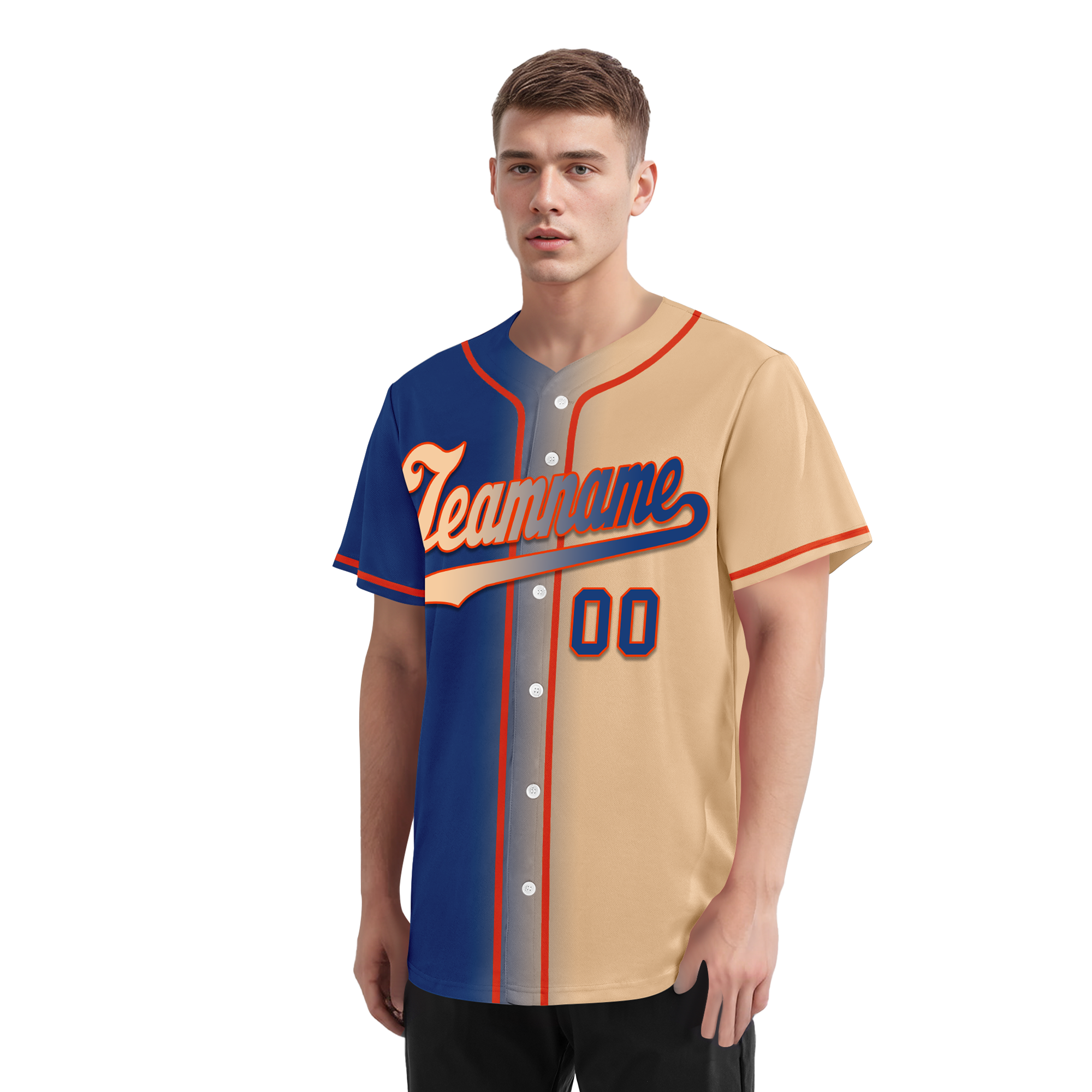 Custom Blue Beige Gradient Fashion Personalized Authentic Baseball Jersey BSBJ01-D0a7077