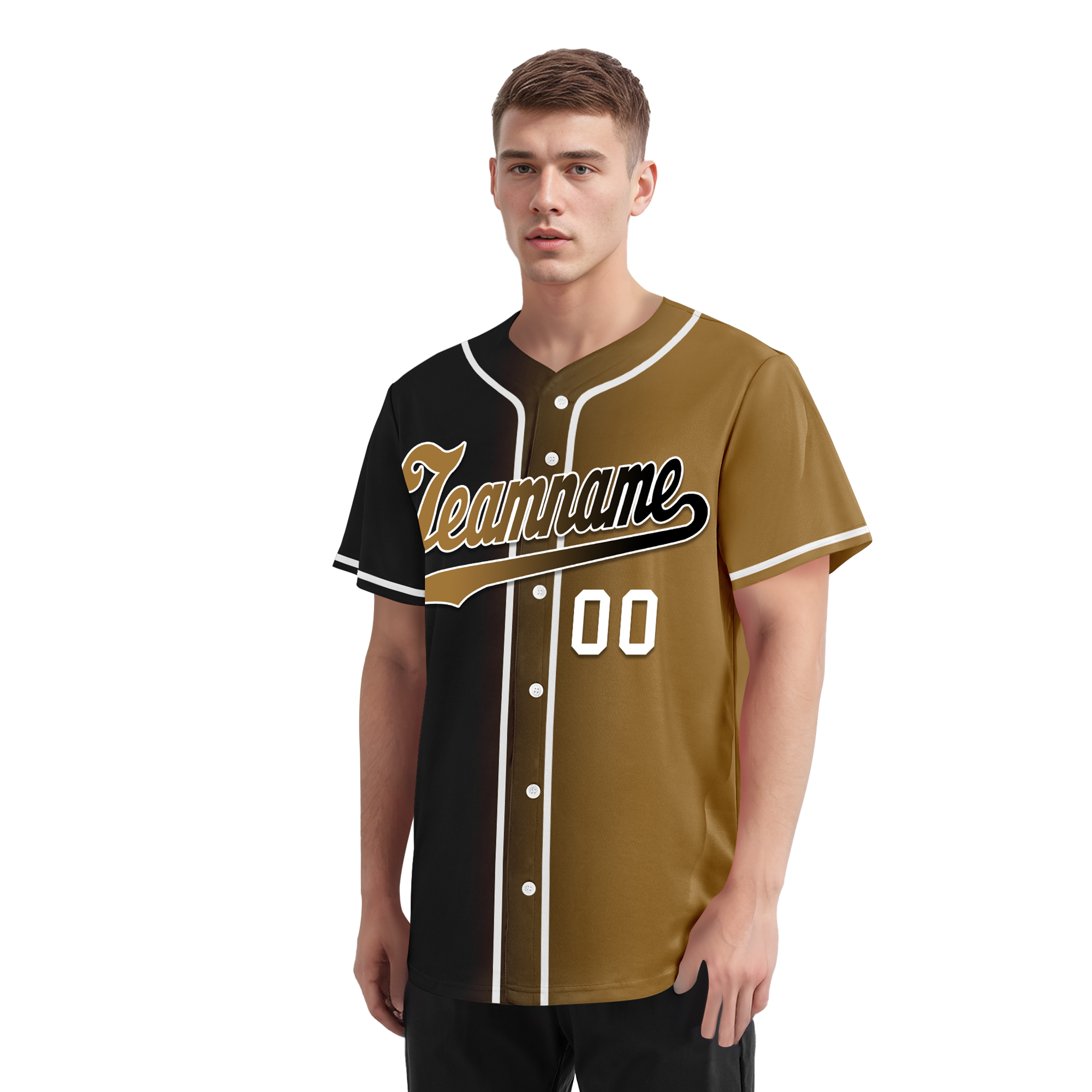 Custom Black Gold Gradient Fashion Personalized Authentic Baseball Jersey BSBJ01-D0a7a0d