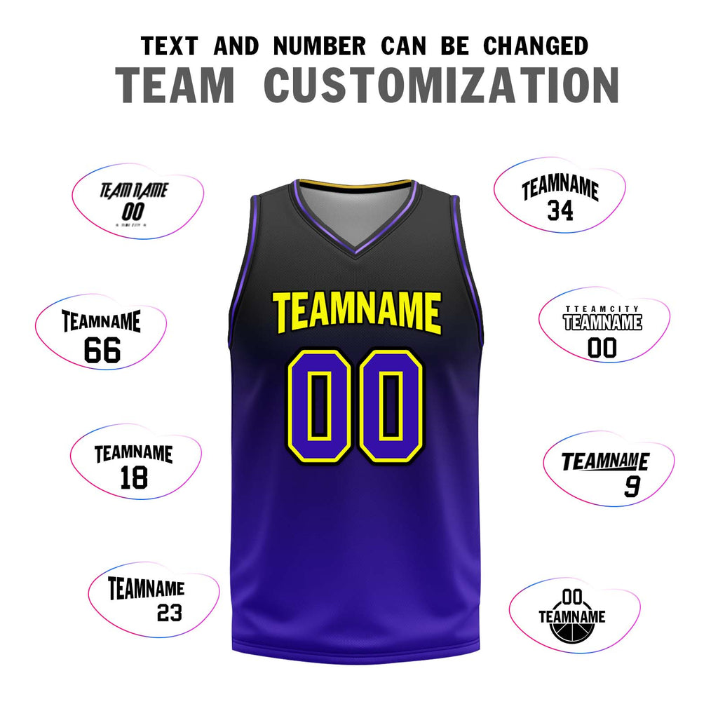 Custom Black Purple Los Angeles City Edition Personalized Reversible Basketball Set Sports Basketball Jersey BBJ01R-D0610-14
