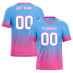 Custom Blue Pink Fade Fashion Personalized Authentic Football Jersey FBJ02-D06104