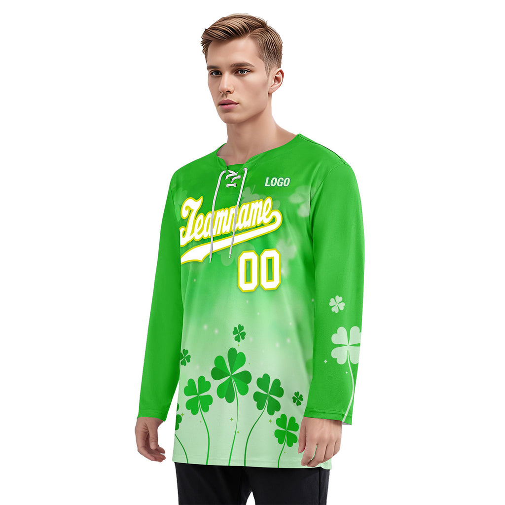 Custom Four-leaf clover Personalized Hockey Jersey HCKJ01-E0615-6