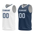 Custom White Blue Classic Style Reversible Basketball Uniform Personalized Ordinary BBJR-D017043