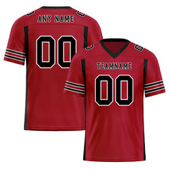 Custom Black Red Striped Sleeves Personalized Authentic Football Jersey FBJ02-D06049