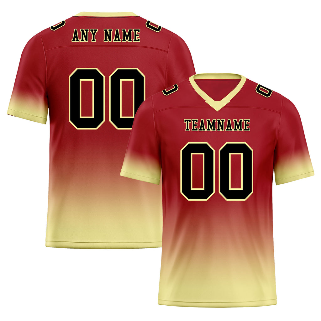 Custom Red Cream Fade Fashion Personalized Authentic Football Jersey FBJ02-D06094