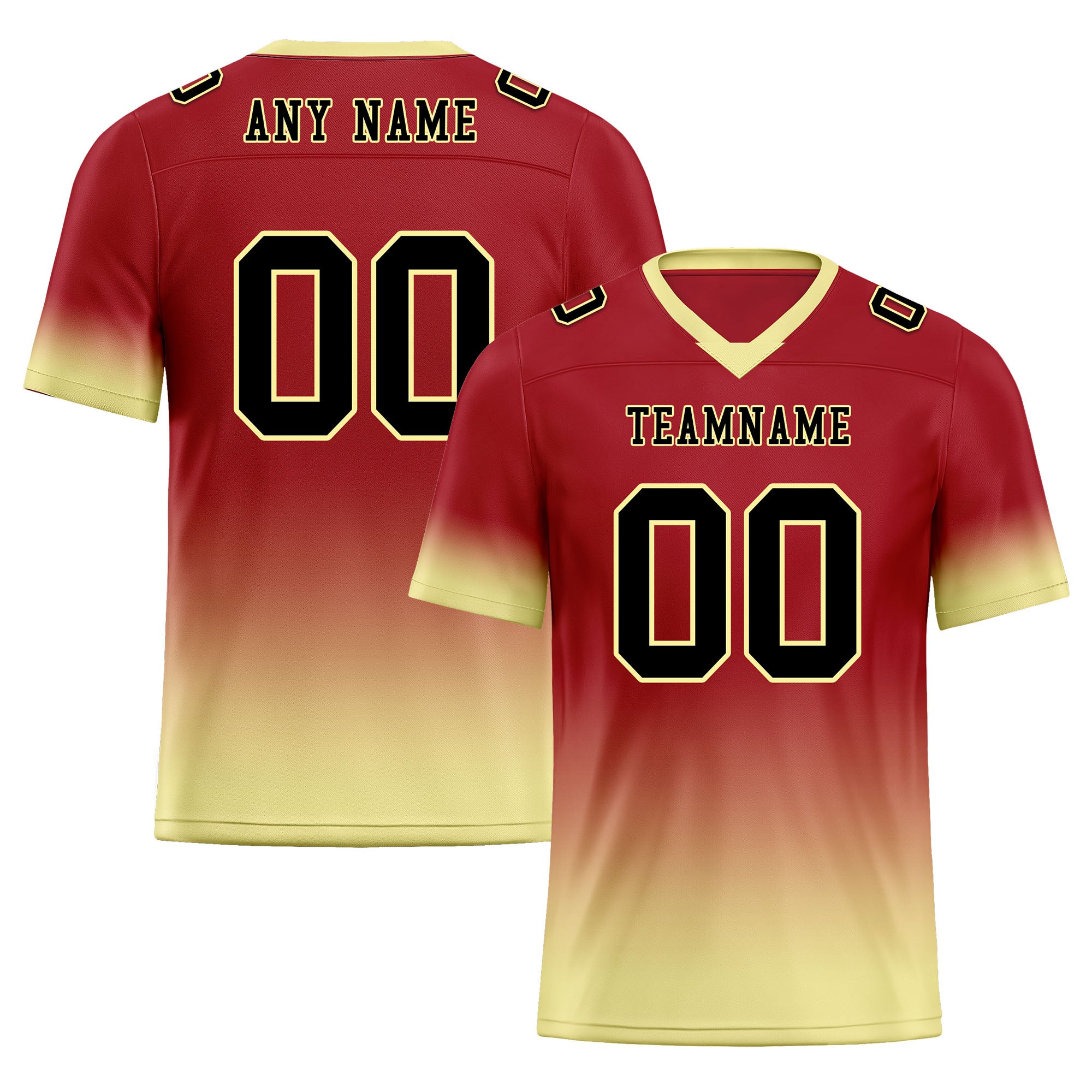 Custom Red Cream Fade Fashion Personalized Authentic Football Jersey FBJ02-D06094