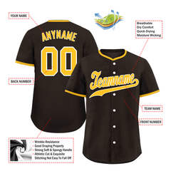 Custom Brown Classic Style Yellow Personalized Authentic Baseball Jersey BSBJ01-bd0faee