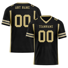 Custom Black Gold Striped Sleeves Personalized Authentic Football Jersey FBJ02-D06067